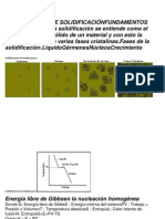 FUNDAMENTOS DE SOLIDIFICACIÓNFUNDAMENTOS SOLIDIFICACIÓNLa Solidificación Se Entiende Como El Paso de Líquido A Sólido de Un Material y Con Esto La Formación de Una o Varias Fases Cristalinas