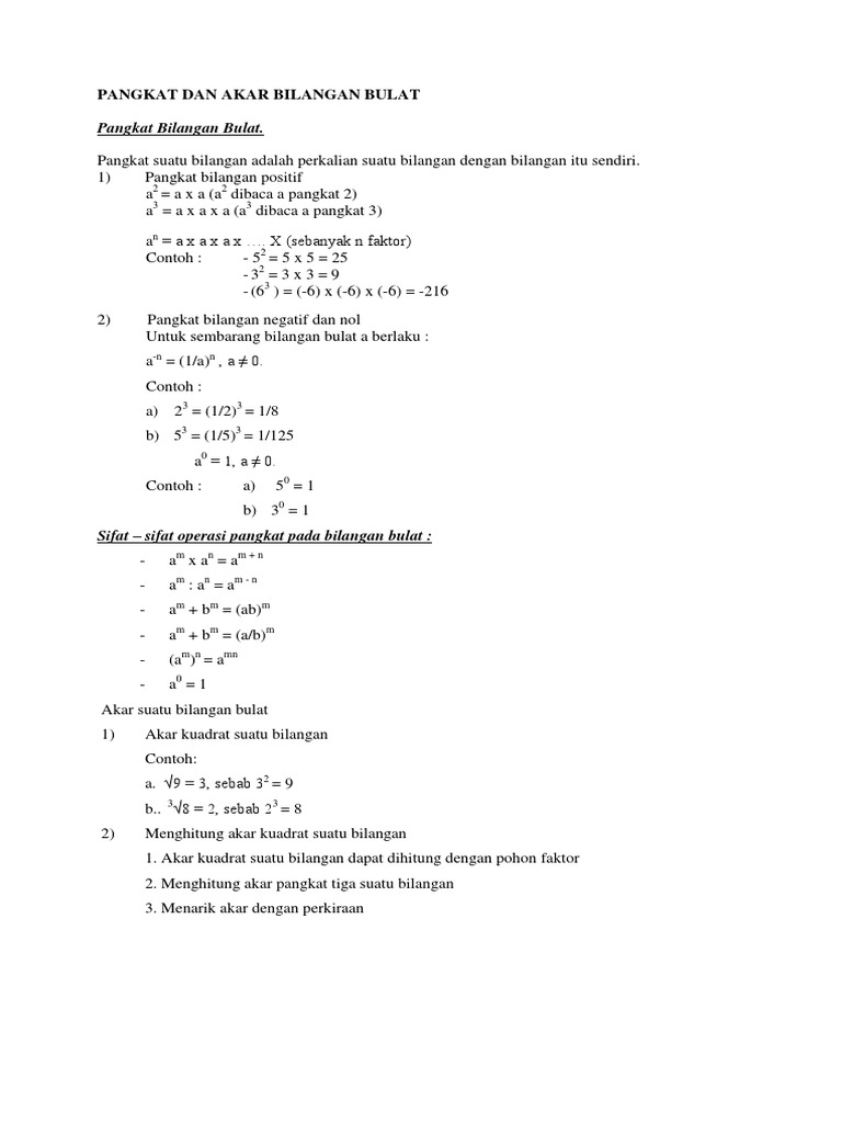 Pangkat Dan Akar Bilangan Bulat