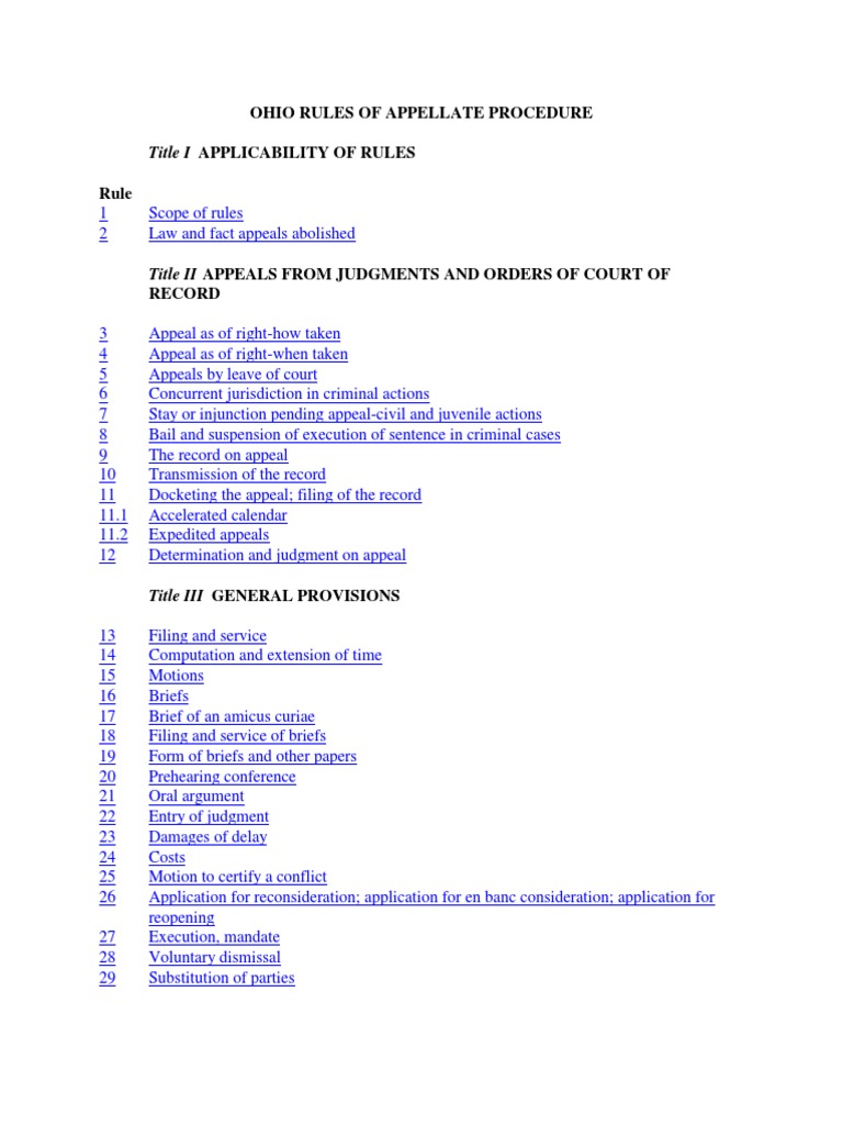 Ohio Appellate Procedure Rules | PDF | Appeal | Judgment (Law)