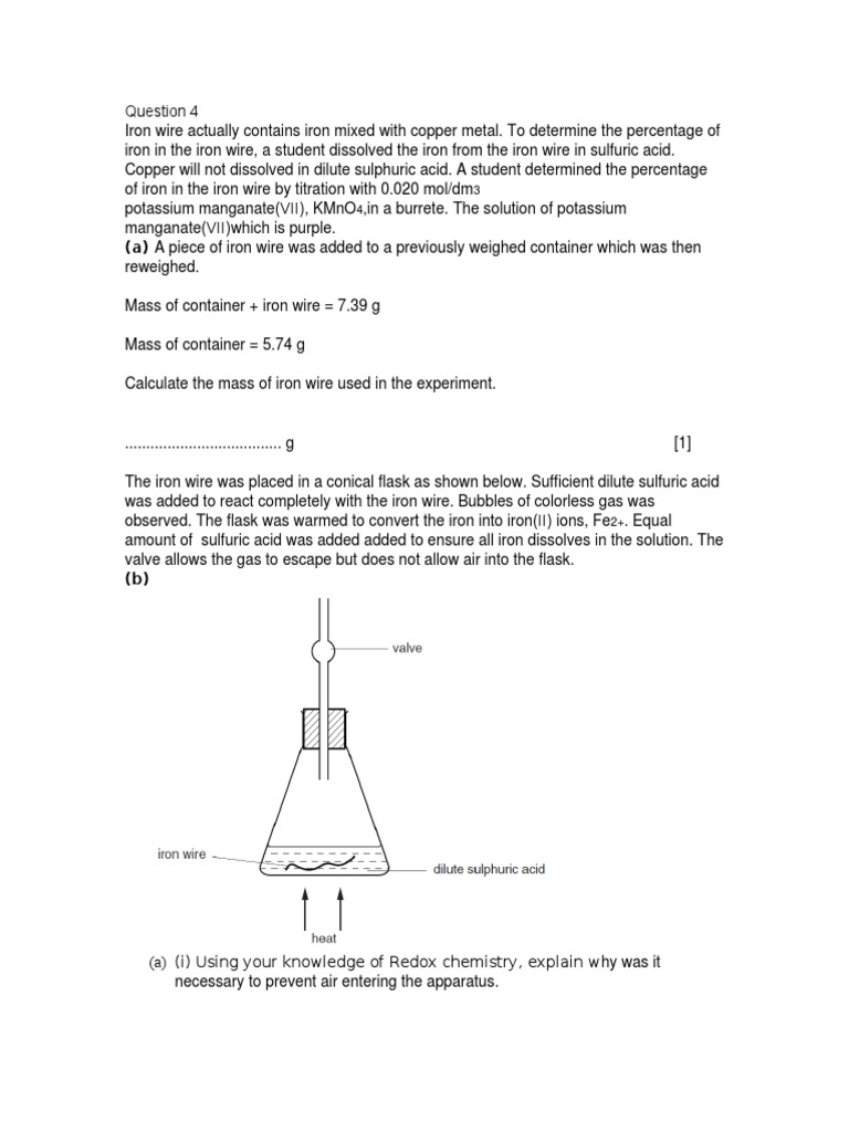 Good Igcse Cie Question 4 PDF Titration Chemistry