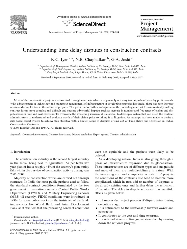 Understanding Time Delay Disputes In Construction Contracts Pdf