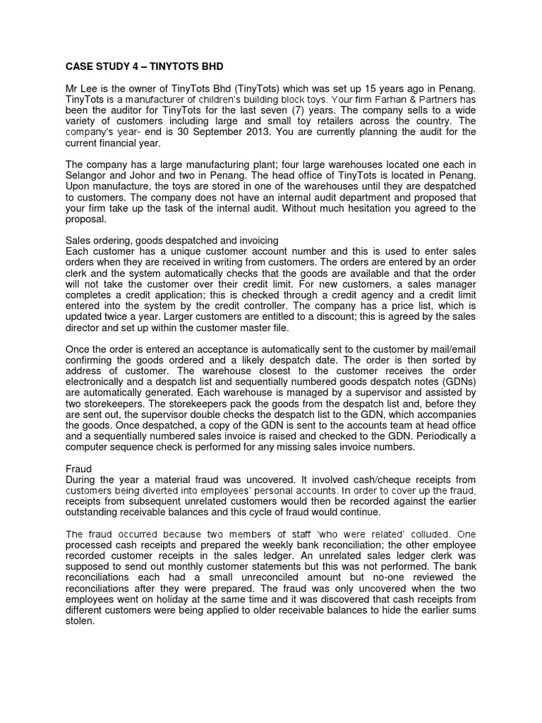 Case Study 2 Tiny Tots PDF Cheque Receipt
