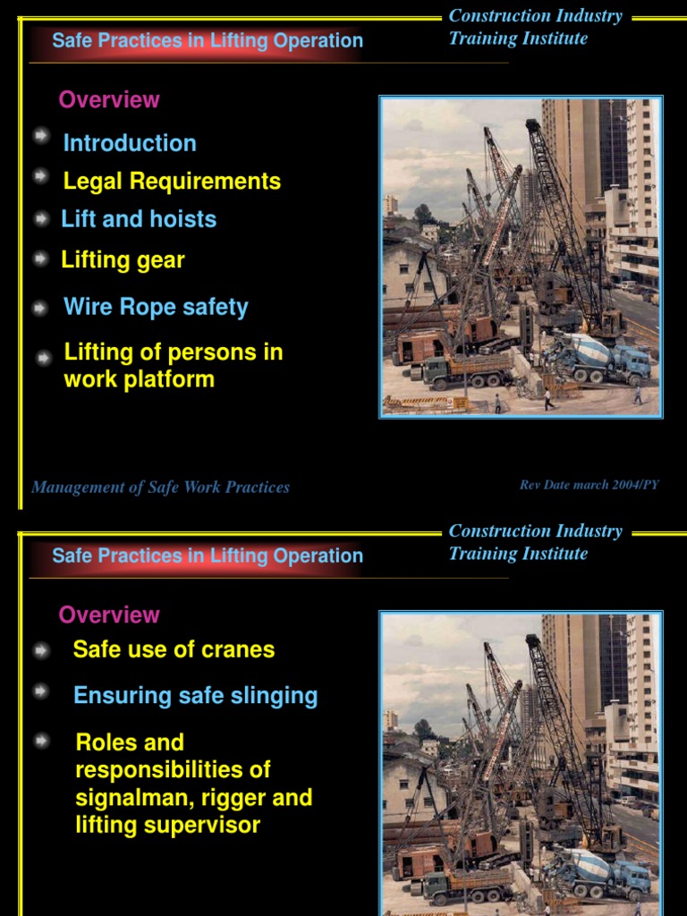 Legal Requirements: Safe Practices in Lifting Operation | PDF ...