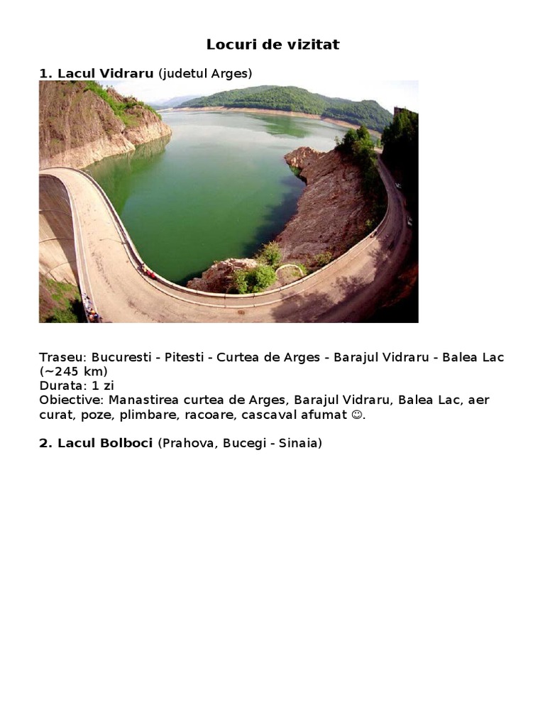 Locuri De Vizitat 1 Lacul Vidraru Judetul Arges