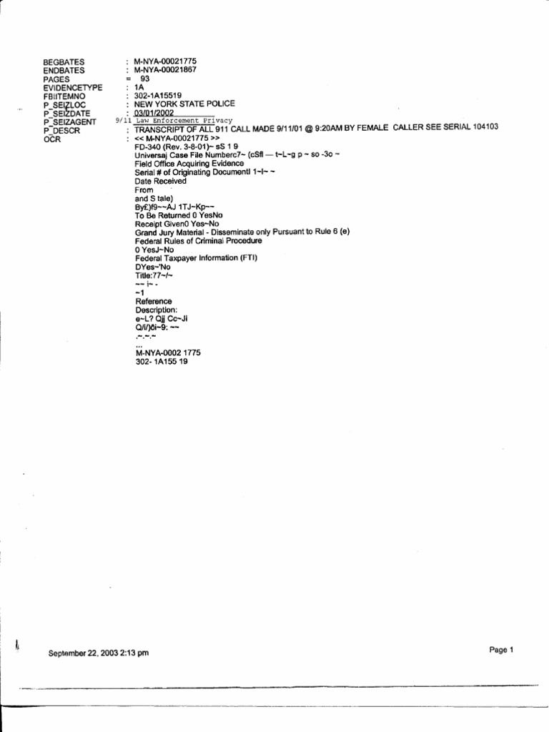 T7 B12 Flight 93 Calls - Jeremy Glick FDR - FBI 302 Transcript - Joanne ...