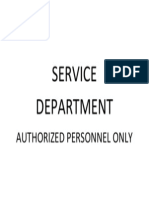 Service Department: Authorized Personnel Only