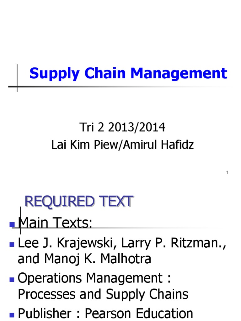 Supply Chain Management Course Guide | PDF | Supply Chain Management ...
