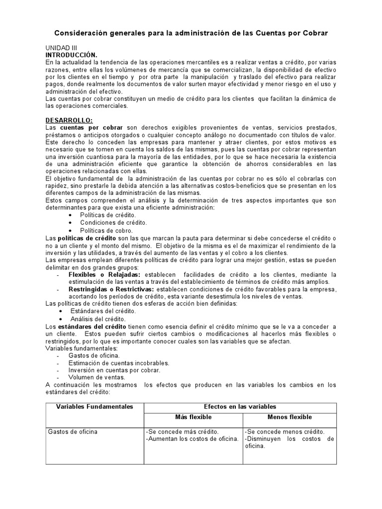 Administración Efectiva de Cuentas por Cobrar | PDF | Beneficio ...