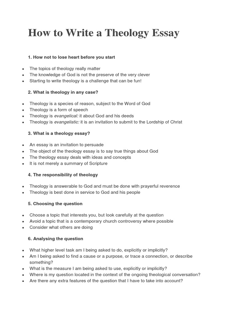 How To Write A Theology Essay  PDF  Theology  Essays