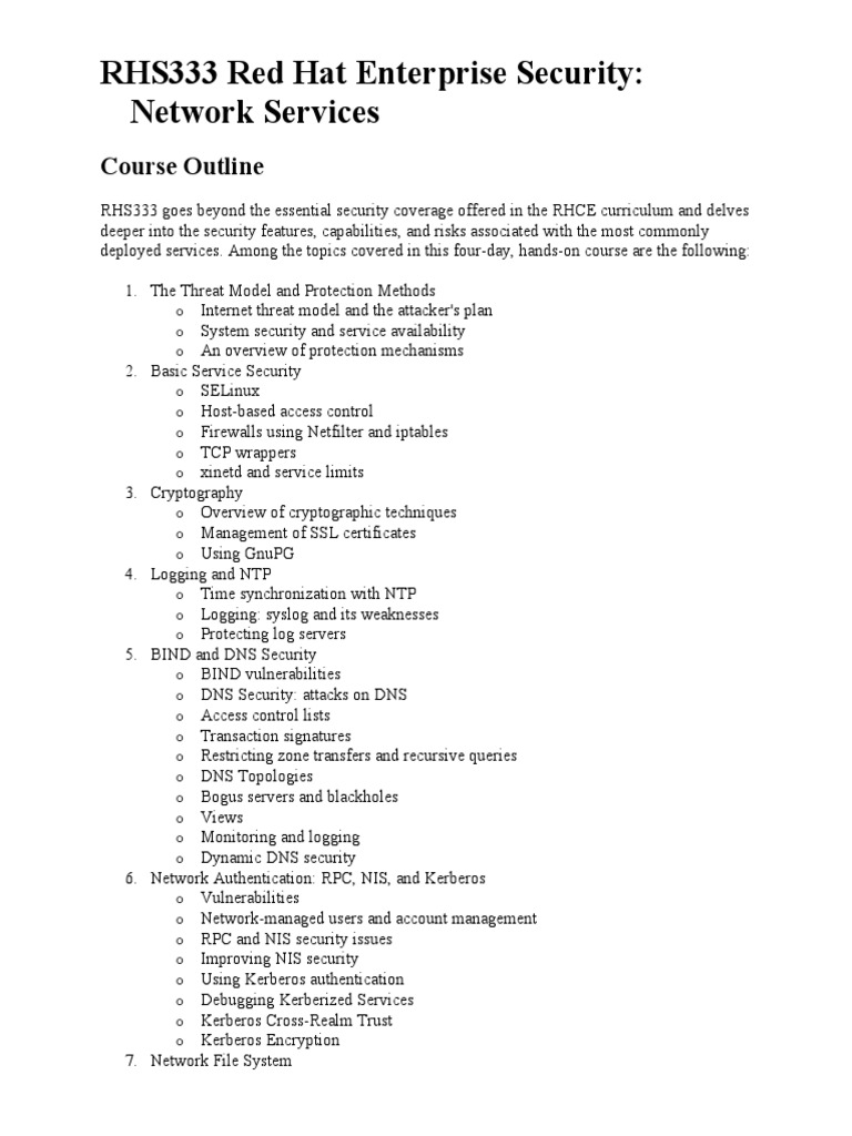Red Hat Enterprise Security Course Outline | PDF | Access Control ...