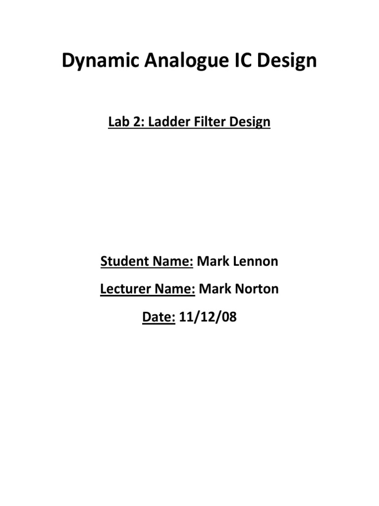 Lab 2 Ladder Filter Design PDF Bandwidth (Signal Processing