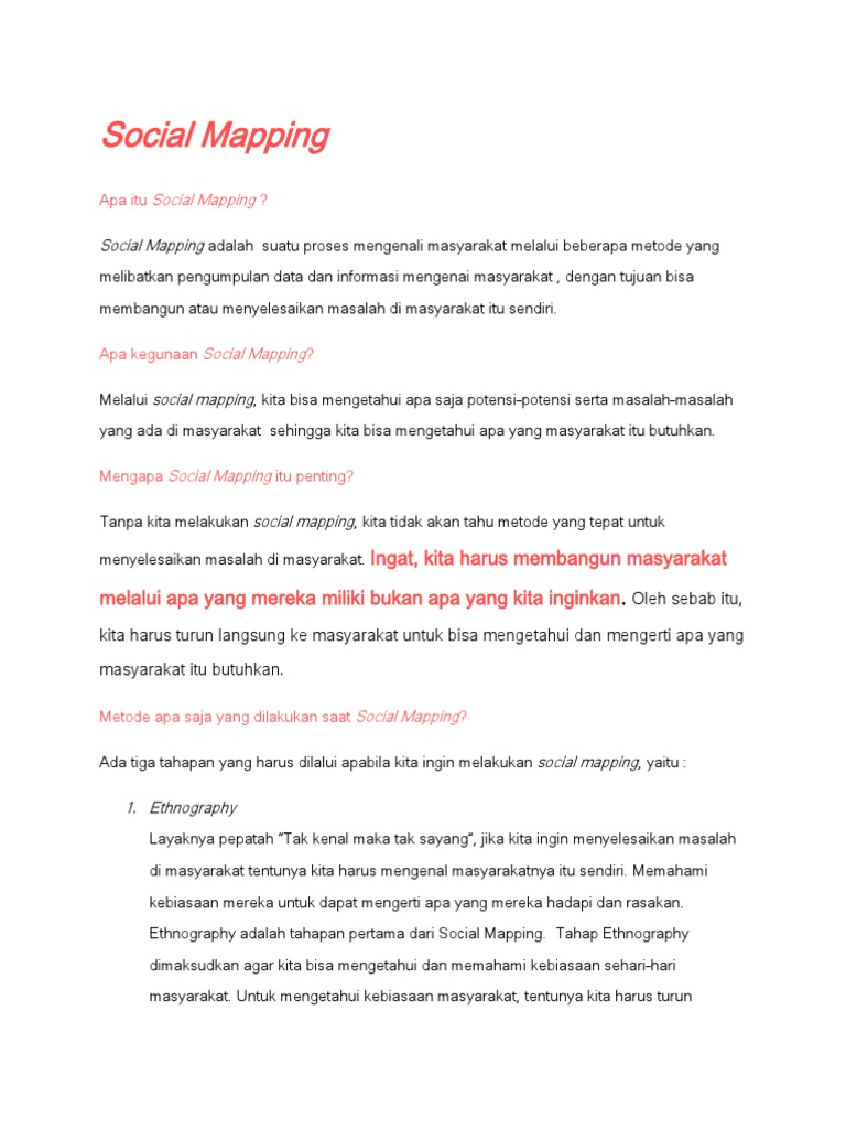 Social Mapping | PDF | Karier & Perkembangan | Ilmu Sosial