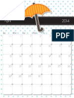 2014 April Printable Calendar Color