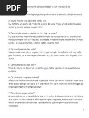 41 Intrebari Interviul De Angajare