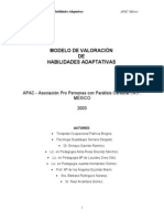 Modelo de Valoración DE Habilidades Adaptativas: APAC - Asociación Pro Personas Con Parálisis Cerebral I.A.P. México 2003