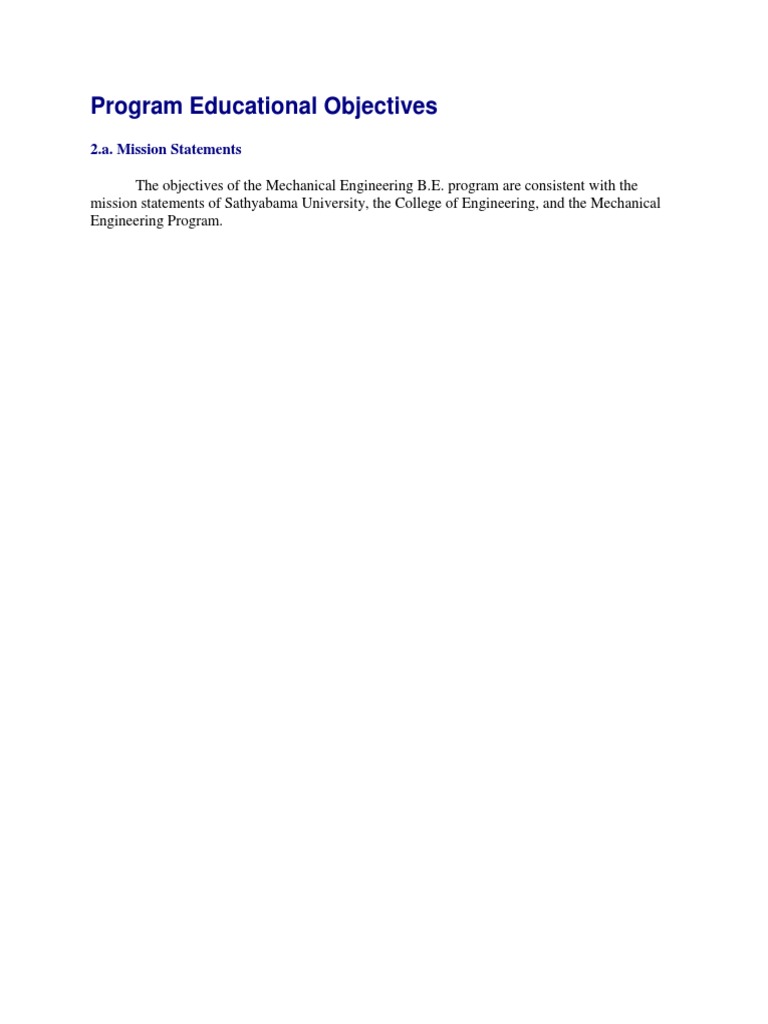 Program Educational Objectives1 | PDF | Graduate School | Mechanical ...