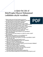 50 Questions-Quiz On Life of Holyprophet Hazrat Muhammad (Sallallahu Alayhi Wasallam)