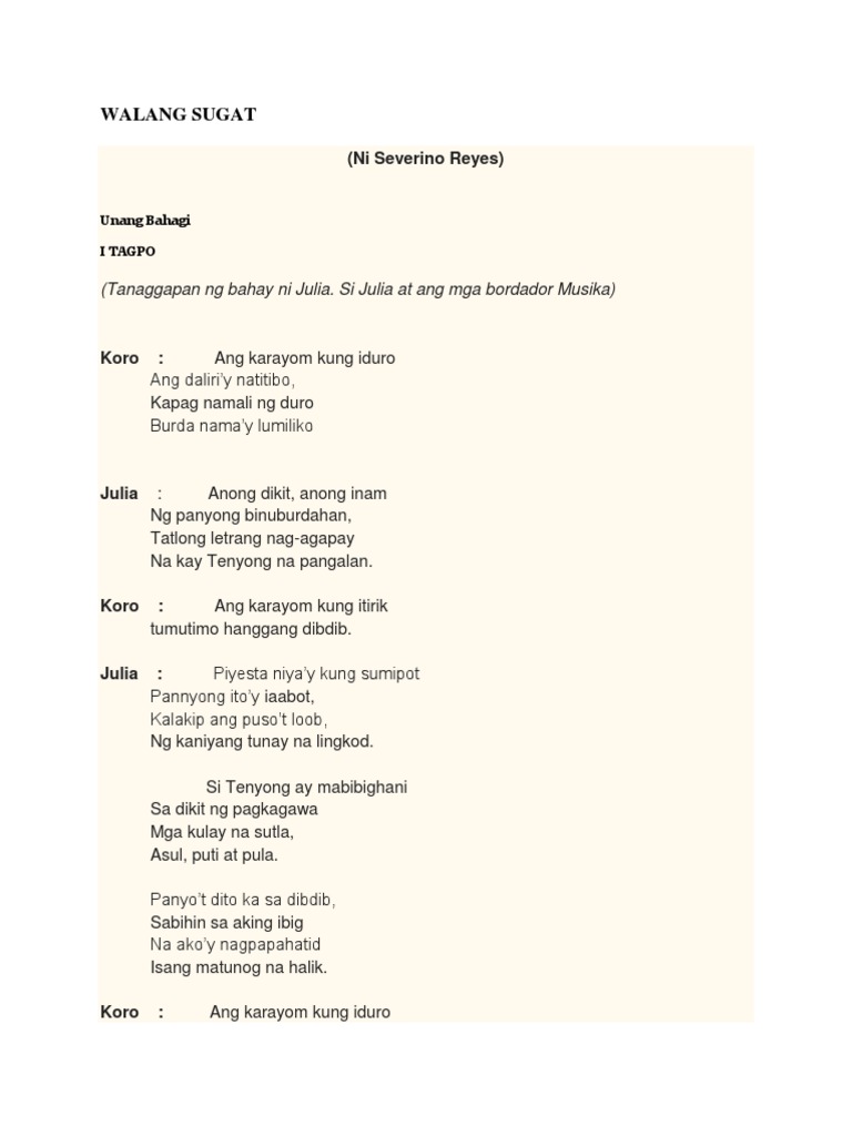 Walang Sugat Summary English USA