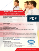 Certified ISO 20000 Lead Implementer - One Page Brochure