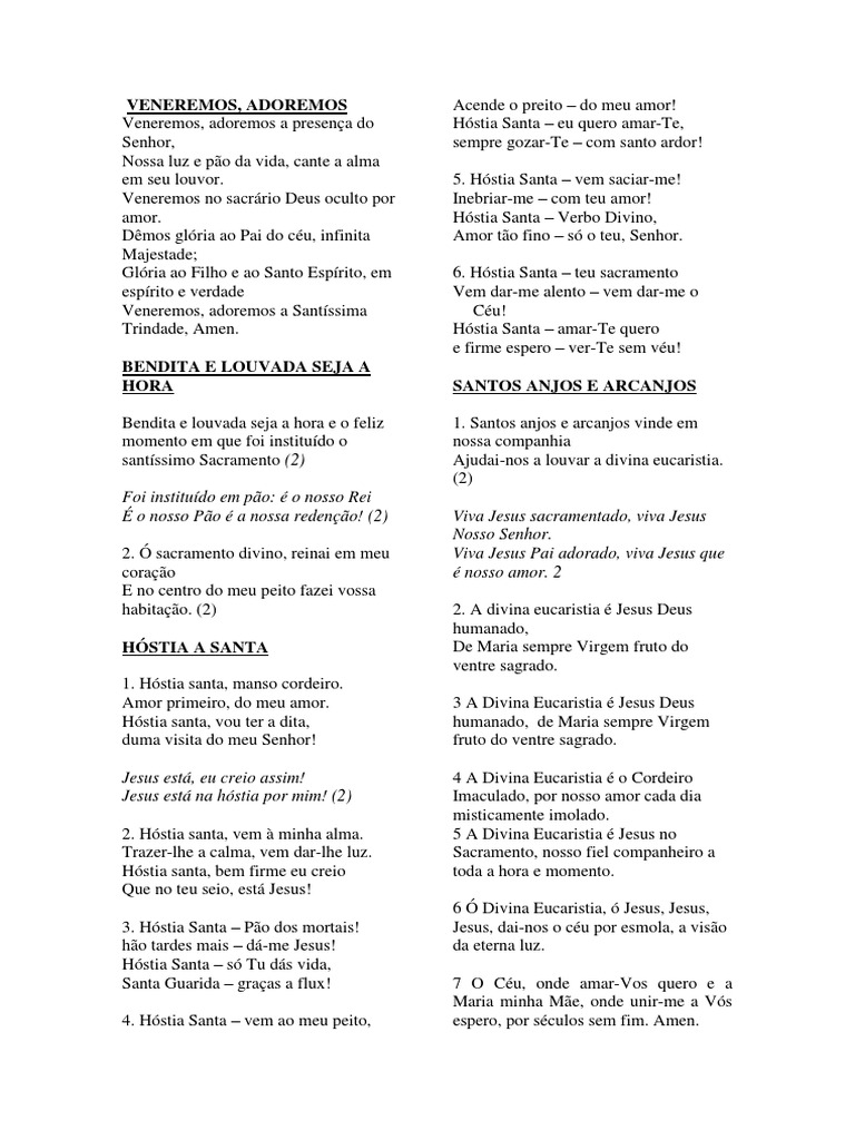 Adoração ao Santíssimo Sacramento | PDF | Eucaristia | Jesus