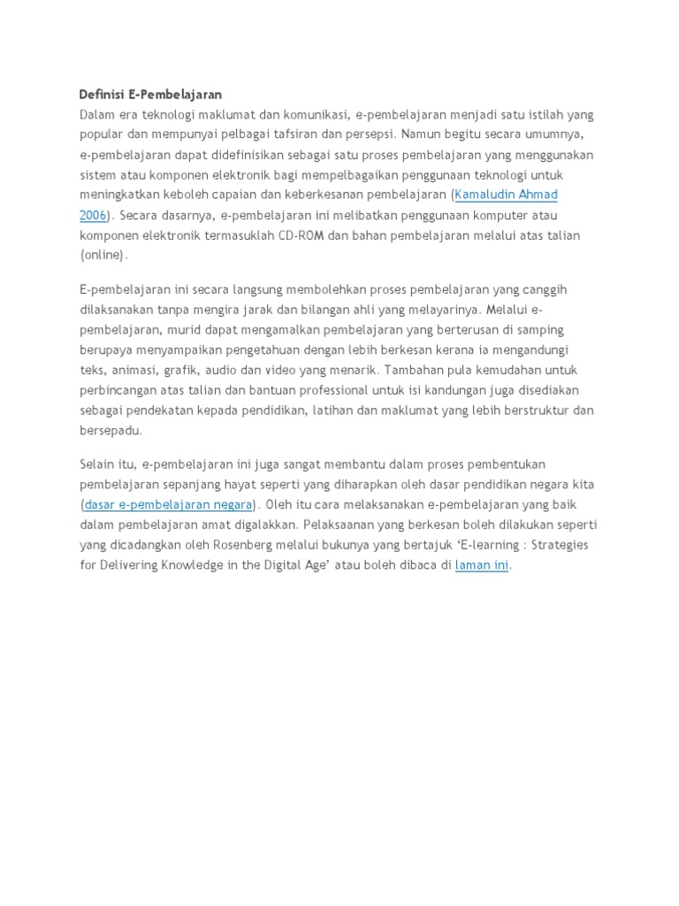Definisi E Pembelajaran Pdf