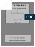 Class Ix Remedial Worksheet