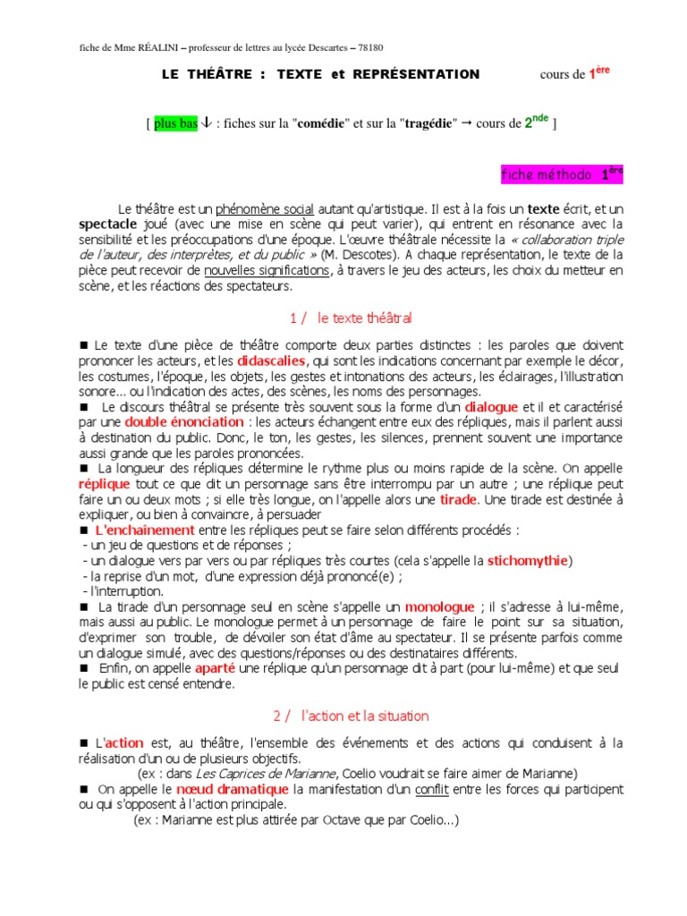 Le texte théâtral  Comédie  Tragédie  Essai gratuit de 30 jours  Scribd