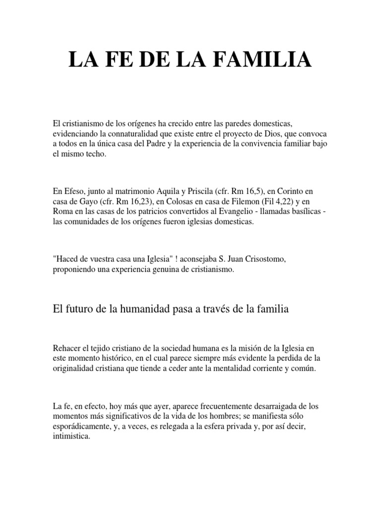 La Fe en la Familia Cristiana | PDF | Fe | Evangelios