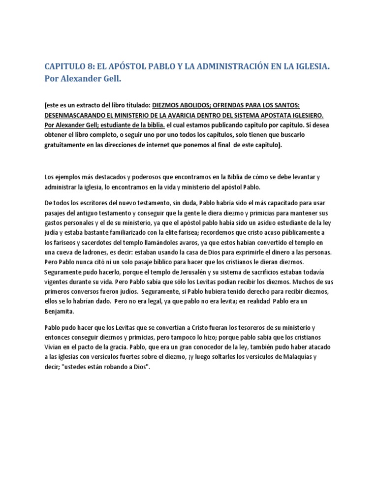 Administración de la Iglesia según Pablo | PDF | Pablo el apóstol ...