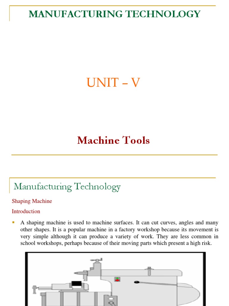 Shaping, Planning & Slotting Machine PDF Crafts Mechanical
