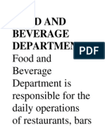 Food and Beverage Department