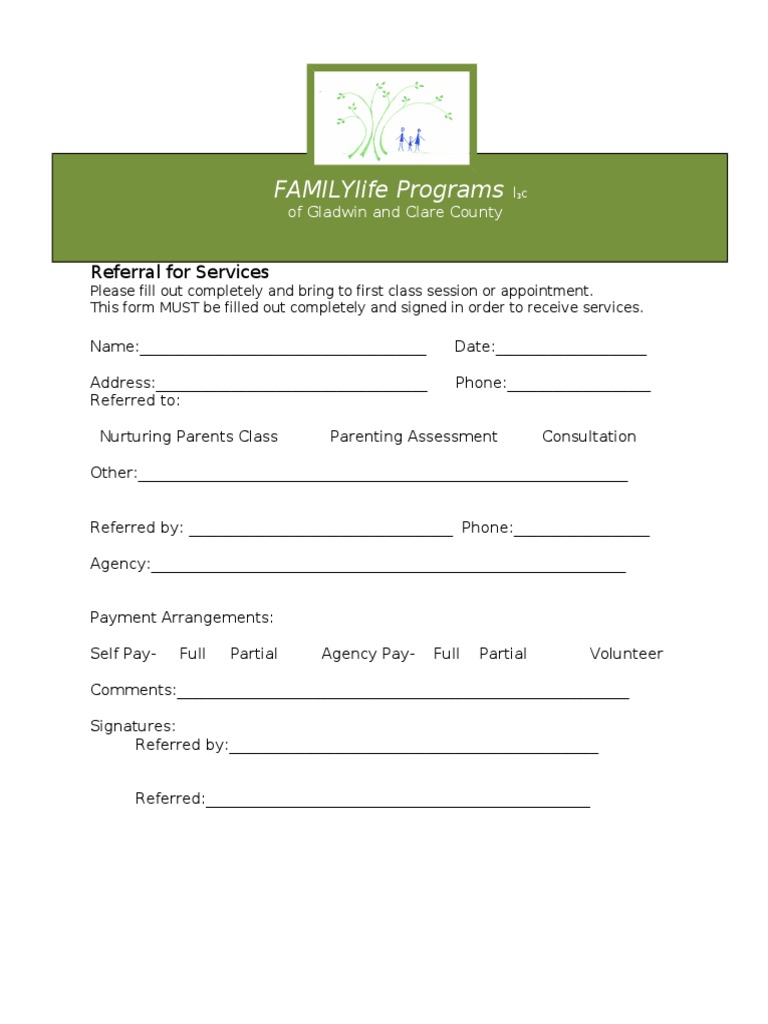 Family Life Program Referral Form | PDF