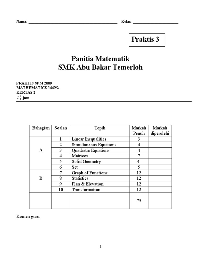 Praktis SPM 3 | PDF | Teaching Methods & Materials