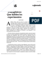 La Jornada: Transgénicos: Que Hablen Los Experimentos