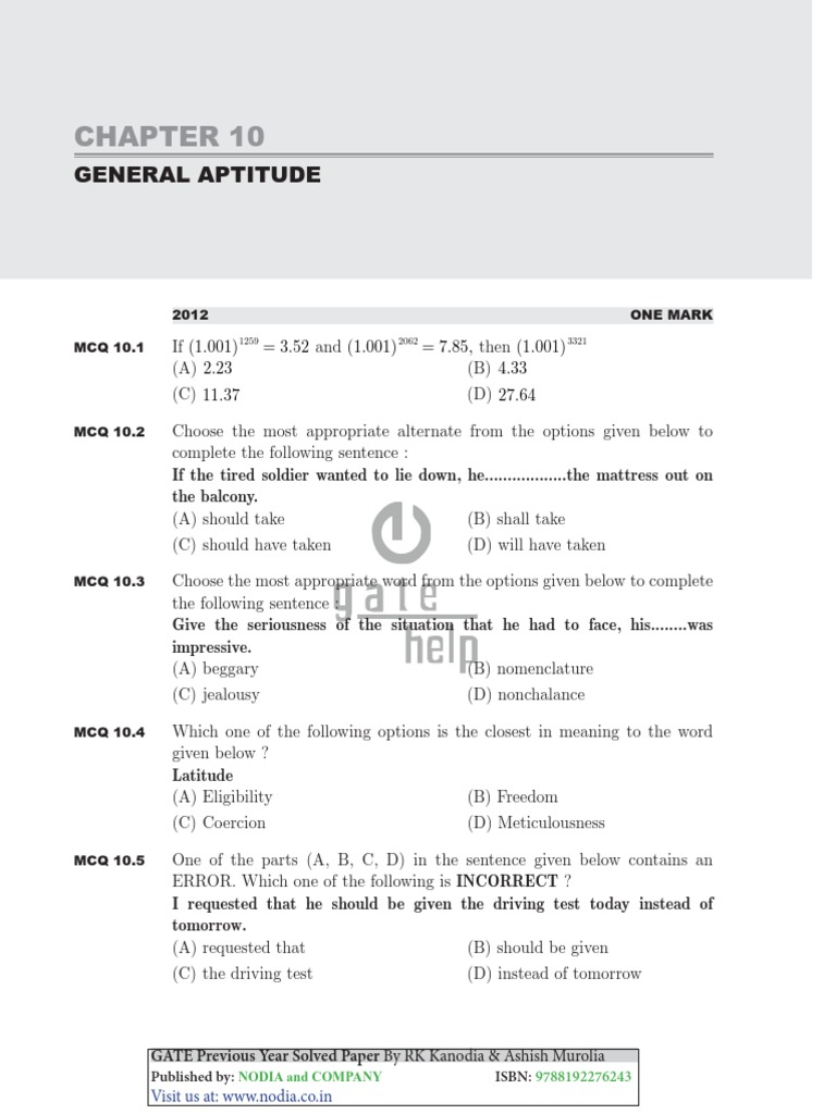 General Aptitude With Solutions | PDF | Science & Mathematics