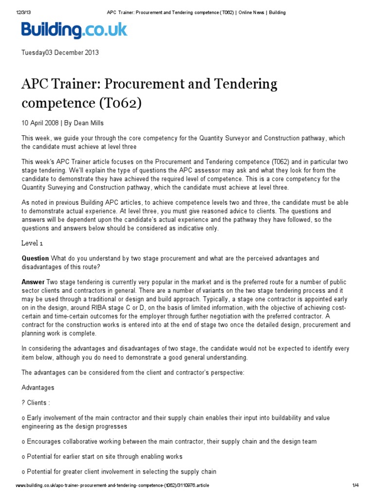APC Trainer - Procurement and Tendering Competence (T062) - Online News ...