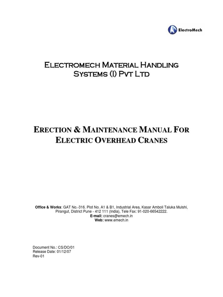 EOT Crane Maintenance Manual | PDF | Crane (Machine) | Switch
