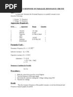 Apparatus Required:-: Frequency Response of Parallel Resonance Circuit