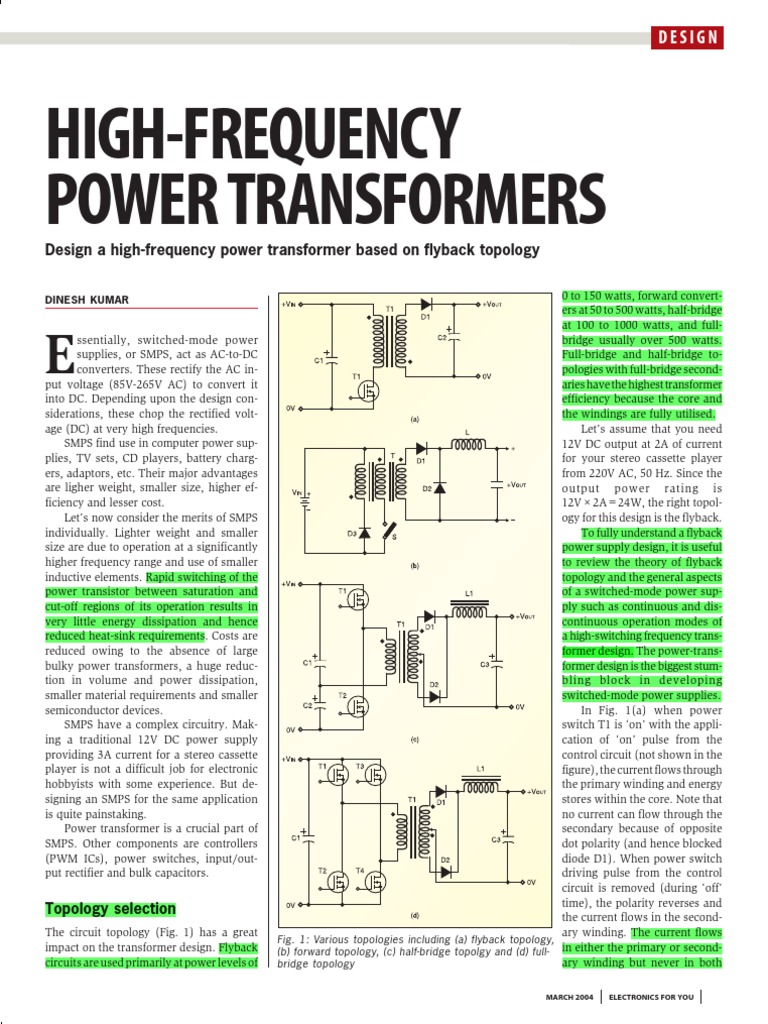 High Frequency Power Transformers Design a Highfrequency Power