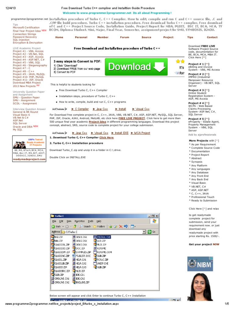 Free Download Turbo C++ Complirer and Installtion Guide Procedure | PDF ...