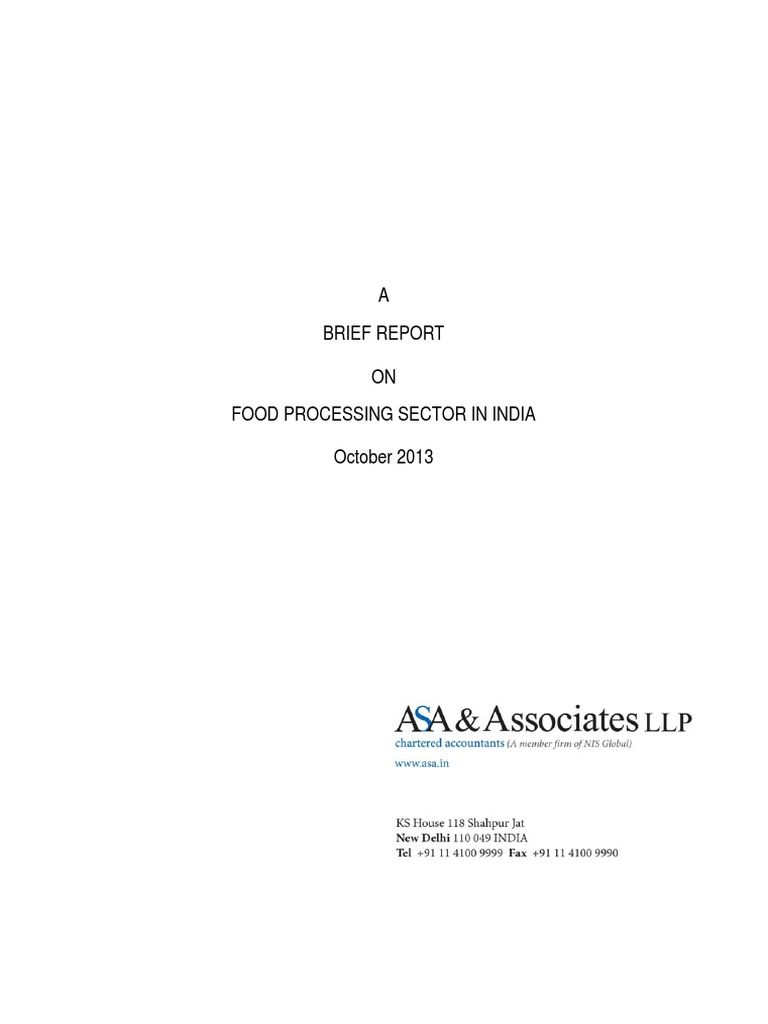 Food Processing Sector in India Overview | PDF