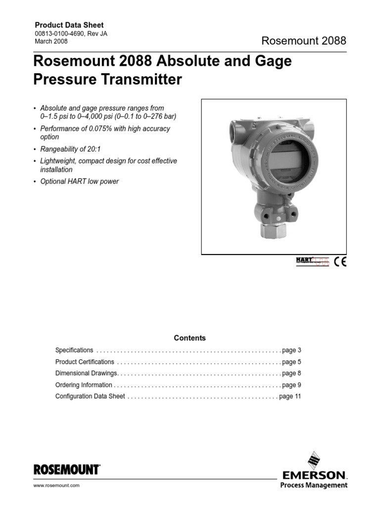 2088_datasheet Flow Measurement Power Supply