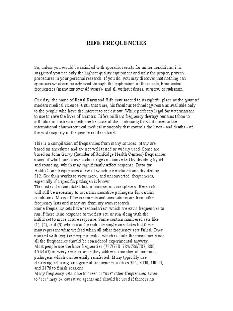 Rife Frequencies | PDF | Cancer | Lymphoma