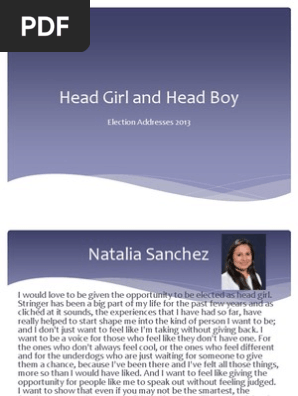 In school speech for election headboy