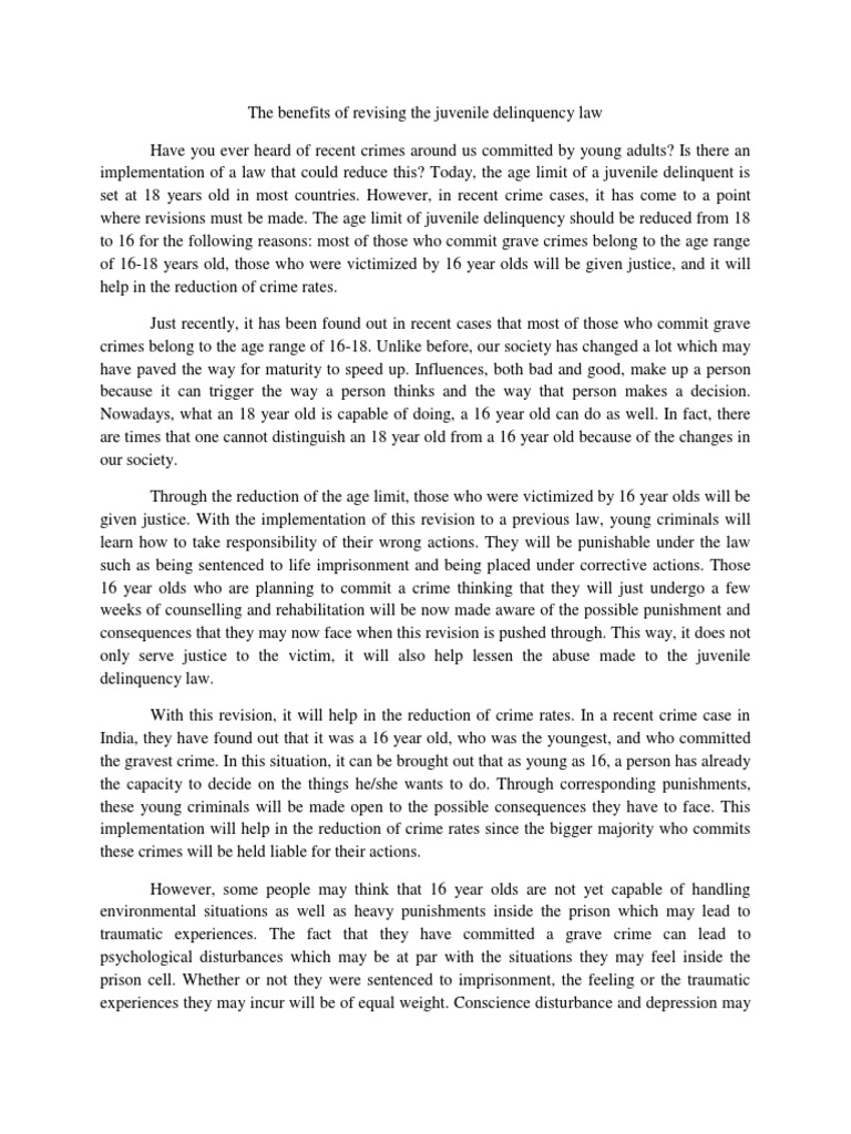 essays juvenile crime