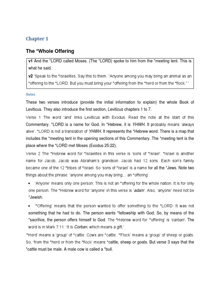 Leviticus Chapter 1 PDF Book Of Leviticus Sacrifice