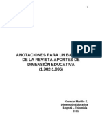 ANOTACIONES PARA UN BALANCE DE LA REVISTA APORTES DE DIMENSIÓN EDUCATIVA 1.982-1.996