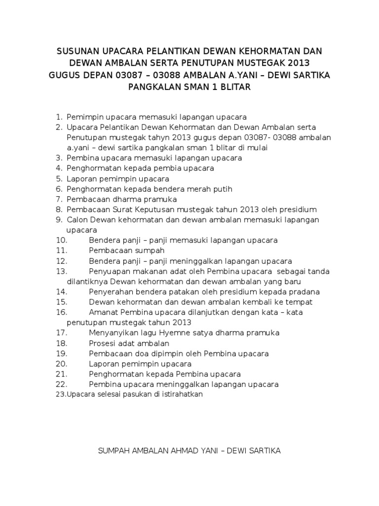Susuna Upacara Pelantikan
