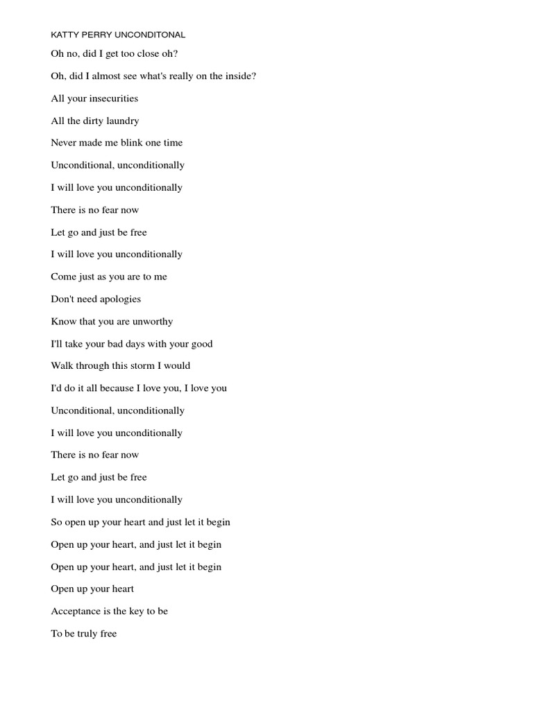 Katy Perry's Unconditional Love Theme | PDF
