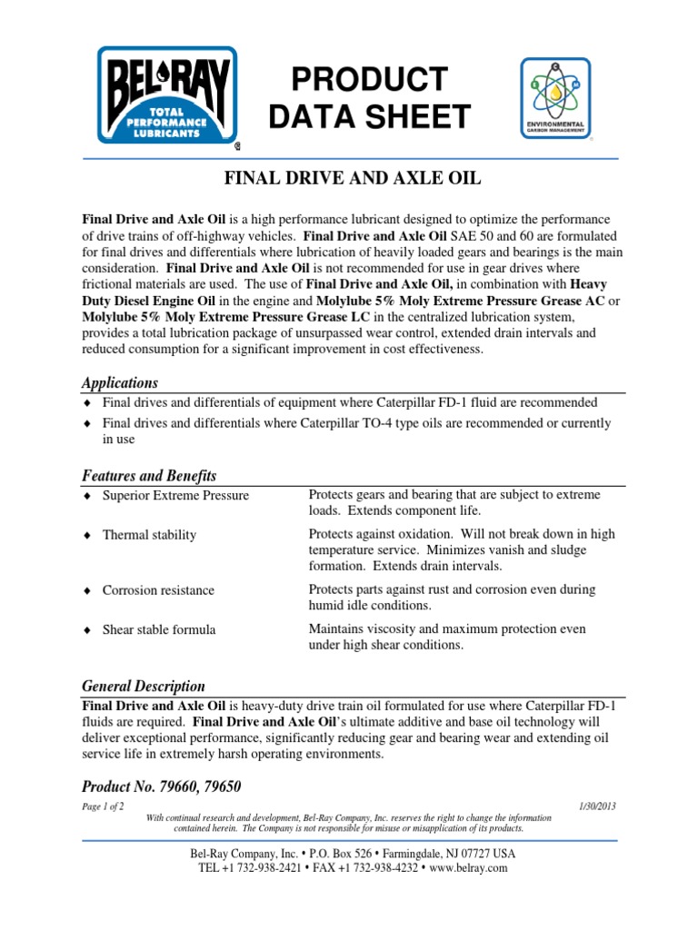 Final Drive & Axle Oil PDF Motor Oil Bearing (Mechanical)